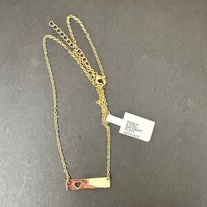 ItalGem stainless steel Rosegold bar plate with heart cutout necklace
